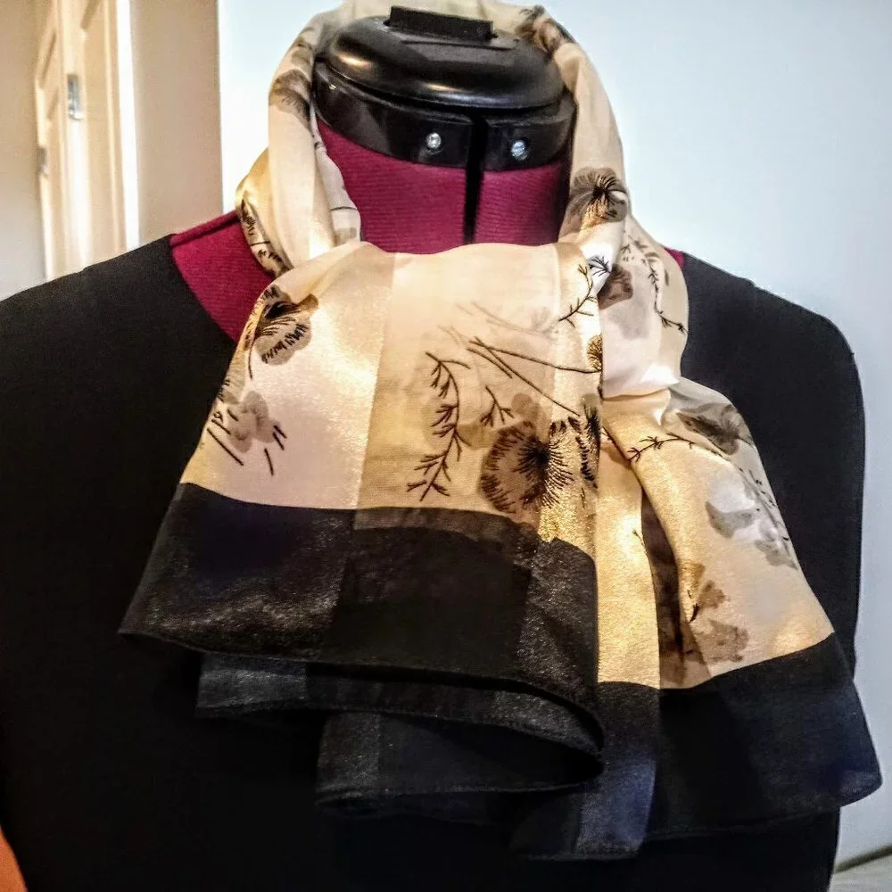 Floral Print Tone-On-Tone Square Scarf